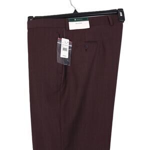 B by Brooks Brothers Classic-Fit Stretch Wool Suit Pants Brown Solid 34x32 NWT